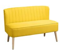 HOMCOM Sofá de 2 plazas acolchado suave revestimiento fácil de limpiar soporta hasta 150 kg 117x56,5x77 cm Amarillo Aosom España