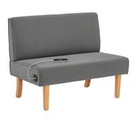 HOMCOM Sofá de 2 Plazas con 2 Puertos USB 1 Puerto Tipo-C Tapizado en Pana Sofá de Salón sin Brazos con Asiento de 20 cm y Patas de Madera Carga 220 kg 110x60x85 cm Gris