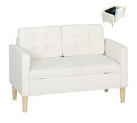 HOMCOM Sofá de 2 Plazas con Espacio de Almacenaje 117x62x78 cm Crema
