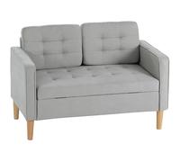 HOMCOM Sofá de 2 Plazas con Espacio de Almacenaje 117x62x78 cm Gris Claro