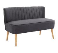 HOMCOM Sofá de 2 plazas de tela sin reposabrazos con costuras, sofá de 2 plazas acolchado para ahorrar espacio, moderno, con patas de caucho para salón o salón, 117 x 56,5 x 77 cm, gris oscuro