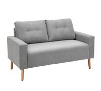 HOMCOM Sofá de 2 Plazas Elegante con 2 Cojines Reposabrazos y Patas de Madera de Caucho para Oficina Dormitorio 145x76x88 cm Gris Aosom España