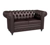HOMCOM Sofá de 2 plazas Estilo Chesterfield en Cuero PU, Madera, Sofá clásico con cojín extraíble, 160x84x80 cm, Marrón