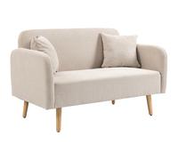 HOMCOM Sofá de 2 Plazas Estilo Moderno Incluye 2 Cojines Patas de Madera 130x70x80 cm Crema Aosom España