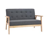 HOMCOM Sofá de 2 Plazas, Tapizado en Lino Sintético, Sofá Nórdico con Patas y Reposabrazos de Madera de Caucho, Respaldo Acolchado, para Salón, Dormitorio, Oficina, Sala de Estar, 113x67x78 cm, Gris