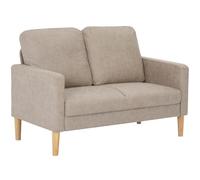 HOMCOM Sofá de 2 Plazas Moderno con Reposabrazos 130x78x85 cm Crema | Tapizado en Microfibra, Sofá con Patas de Madera, para Salón, Dormitorio, Oficina, Sala de Estar