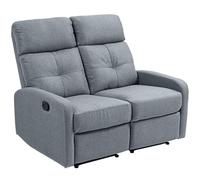 HOMCOM Sofá de 2 Plazas Reclinable Manual Sofá Relax Tapizado en Lino con Respaldo Ajustable por Separado Reposapiés Muelles Ensacados y Acolchado Grueso para Dormitorio Salón 118x95x101 cm Gris