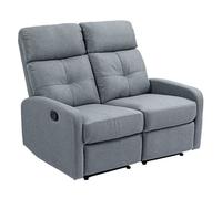 Homcom sofá de 2 plazas reclinable manual sofá relax tapizado en lino con respaldo ajustable por separado reposapiés muelles ensacados y acolchado grueso para dormitorio salón 118x95x101 cm gris