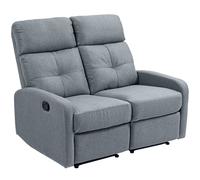 HOMCOM Sofá de 2 Plazas Reclinable Manual Tapizado en Lino con Reposapiés y Acolchado Grueso 118x95x101 cm Gris