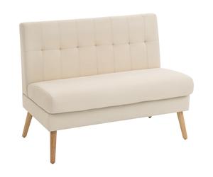 HOMCOM Sofá de 2 plazas, respaldo capitoné, patas de madera, acolchado grueso, aspecto lino, para espacios pequeños, beige Aosom España