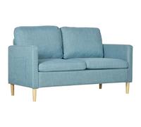 HOMCOM Sofá de 2 Plazas Sillón Moderno Tapizado en Poliéster con 2 Bolsillos Laterales Reposabrazos y Patas de Madera para Dormitorio Oficina Carga 200 kg 143x76x83 cm Azul Claro