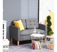 HOMCOM Sofá de 2 Plazas, Sofá con Espacio de Almacenamiento, Patas de Madera, Sofá Tapizado con Aspecto de Terciopelo para Salón, Dormitorio, 117x62x78 cm, Gris