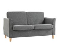 HOMCOM sofá de 2 plazas, sofá con Patas de Madera, Aspecto de Lino, sofá tapizado, sofá Doble de Estilo Moderno para salón, Dormitorio, Gris Claro