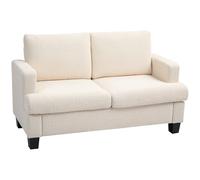 HOMCOM Sofá de 2 plazas Sofá de salón 140 cm Estilo moderno con cojines de respaldo extraíbles y reposabrazos, mini sofá para dormitorio, apartamento, pequeño espacio, beige