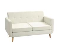 Homcom sofá de 2 plazas sofá de salón moderno 138,5 cm con reposabrazos y patas de madera sofá pequeño para oficina sala de estar crema 70 cm