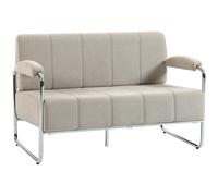 HOMCOM Sofá de 2 plazas tapizado en Chenilla con Doble Costura, Sofá de salón Moderno con reposabrazos y Patas de Acero, para salón, Oficina y Dormitorio, 120x73x76 cm, Beige