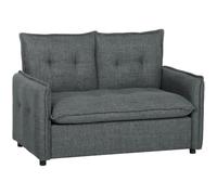 HOMCOM Sofá de 2 Plazas Tapizado en Lino 131x75x85 cm Gris Oscuro | Sofá Moderno con Acolchado Grueso, Diseño Capitoné, para Espacios Pequeños, Salón, Dormitorio, Oficina, Sala de Estar