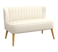 HOMCOM Sofá de 2 Plazas Tapizado en Lino Sintético Asiento y Respaldo Acolchados Patas de Madera Carga 220 kg Blanco Crema