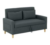 HOMCOM Sofá de 2 Plazas Tapizado en Lino Sintético con Espacio de Almacenaje 2 Almohadas y Patas de Madera 135x71x84 cm Gris Aosom España