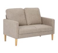 HOMCOM Sofá de 2 Plazas, Tapizado en Microfibra, Sofá Moderno con Patas de Madera, Reposabrazos, para Salón, Dormitorio, Oficina, Sala de Estar, 130x78x85 cm, Crema