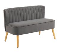 HOMCOM Sofá de 2 Plazas Tapizado en Terciopelo Asiento y Respaldo Acolchados Patas de Madera Carga 220 kg Gris Oscuro