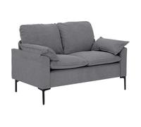 HOMCOM Sofá de 2 Plazas, Tapizado en Terciopelo, Sofá Moderno con Patas de Metal, Reposabrazos Acolchado, para Salón, Dormitorio, Oficina, Sala de Estar, 130x77x84 cm, Gris