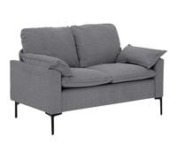 HOMCOM Sofá de 2 Plazas, Tapizado en Terciopelo, Sofá Moderno con Patas de Metal, Reposabrazos Acolchado, para Salón, Dormitorio, Oficina, Sala de Estar, 130x77x84 cm, Gris
