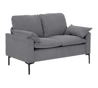 HOMCOM Sofá de 2 Plazas Terciopelo Patas de Metal 130x77x84 cm Gris | Sofá Moderno, Reposabrazos Acolchado, para Salón, Dormitorio, Oficina, Sala de Estar