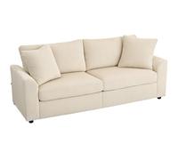 HOMCOM Sofá de 3 Plazas Tapizado en Pana 212x80x88 cm Crema