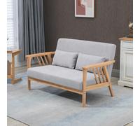 HOMCOM Sofá de dos plazas, sofá doble con reposabrazos, sofá de dos plazas con aspecto de terciopelo, gris Gris