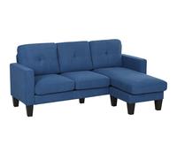 HOMCOM Sofá de esquina 3 Plazas con chaise longue reversible derecha o izquierda, sala de estar, gran confort, respaldo acolchado, azul