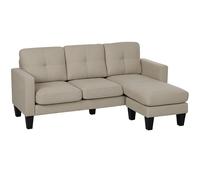 HOMCOM Sofá de esquina de 3 plazas con chaise longue reversible izquierda o derecha, sala de estar, gran confort, respaldo acolchado, beige