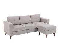 HOMCOM Sofá de Esquina en Forma de L Reversible de Pana 192 cm Gris Claro