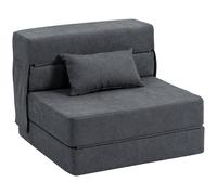 HOMCOM Sofá de Piso, Sofá Tapizado, convertible en colchón, espuma, cojín, Gris oscuro
