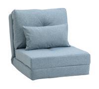 HOMCOM Sofá de suelo Colchón Plegable Colchoneta para Dormir, Diseño 2 en 1, cojín desmontable, 60 x 80 x 56 cm, Azul cielo