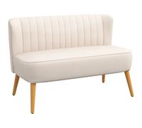 HOMCOM Sofá diseño retro 2 plazas, patas de madera, 117 cm x 56,5 cm x 77 cm, blanco crema Aosom España