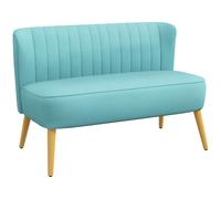 HOMCOM Sofá diseño retro 2 plazas, patas de madera, 117 cm x 56,5 cm x 77 cm, Verde