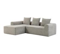 HOMCOM sofá Esquina 3 plazas Chenilla Chaise Longue 242cm Gris Claro | sofá en L, asiento hondo, reposabrazos anchos, 3 cojines, muelles bolsillo, comprimido, sin montaje, para salón/oficina.