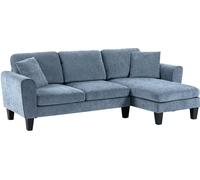 HOMCOM Sofá Chaise Lounge Sofá de Salón Cheslong Sofá de Salón Reversible en Forma de L con 2 Almohadas Carga 200 kg 230x138x87 cm Azul Oscuro