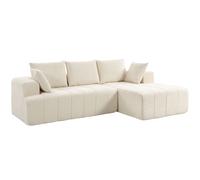 HOMCOM Sofá esquinero 256 cm con chaise longue, sofá cama 3 plazas en chenilla en forma de L, asiento y reposabrazos anchos, beige