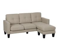 HOMCOM Sofá esquinero 3 plazas chaise longue reversible Derecha o Izquierda, Salón, Gran Confort, Respaldo acolchado, Beige
