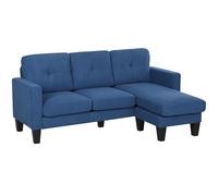 HOMCOM Sofá esquinero 3 plazas chaise longue reversible Derecha o Izquierda, Salón, Gran Confort, Respaldo acolchado, Azul