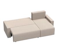 HOMCOM Sofá esquinero con cama y chaise longue reversible, sofá 3 plazas en L efecto ante, Beige