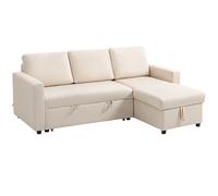 HOMCOM Sofá esquinero convertible modulable con chaise longue reversible, almacenamiento y 3 cojines de respaldo, crema