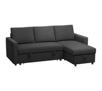 HOMCOM Sofá esquinero convertible y modular con chaise longue reversible, almacenamiento y 3 cojines de respaldo, negro