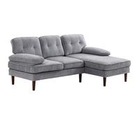 HOMCOM Sofá Esquinero de 3 Plazas Tapizado en Chenilla en Forma de L con Patas de Madera y Reposabrazos 215x142x88 cm Gris