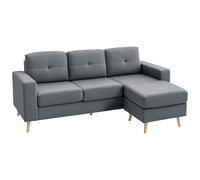 HOMCOM - Sofá esquinero de 3 plazas y puf modular con reposabrazos y gran confort, diseño escandinavo, 193 x 136 x 85 cm, color gris antracita
