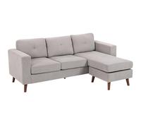 HOMCOM Sofá esquinero de pana reversible, 192 cm, sofá modular de 3 plazas en L con chaise longue, estructura de acero, diseño moderno, para salón, piso, espacio pequeño, gris claro
