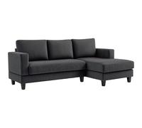 HOMCOM Sofá esquinero de pana, sofá de 3 plazas con meridiana y grueso cojín de muelles, ancho 214 cm, diseño moderno, capacidad de carga 400 kg, para salón, plano, gris oscuro