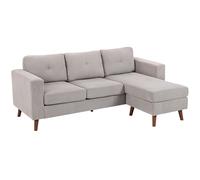 HOMCOM Sofá esquinero reversible de terciopelo acanalado, sofá 3 plazas con chaise longue, estructura de acero, 192x137x84cm, gris claro Aosom España